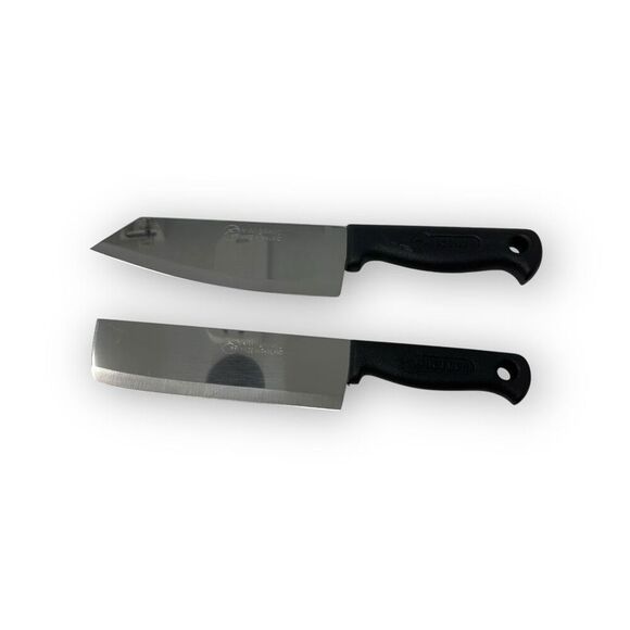 Kiwi Brand Chef Knives Set of Two 6 Inch Black Plastic Handles Made in Thailand - Picture 1 of 9